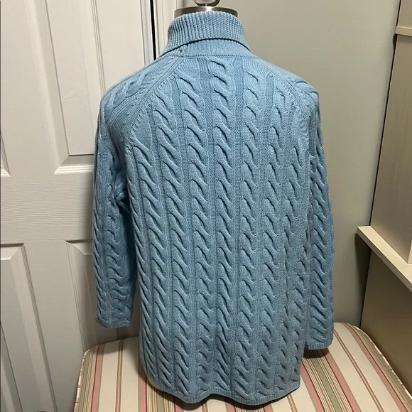 Talbots Blue Cable Knit Cardigan with Shawl Collar - Picture 3 of 7